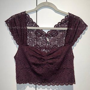 NWT Free People Chase Me Lace Bralette Crop Top Plum Size M
